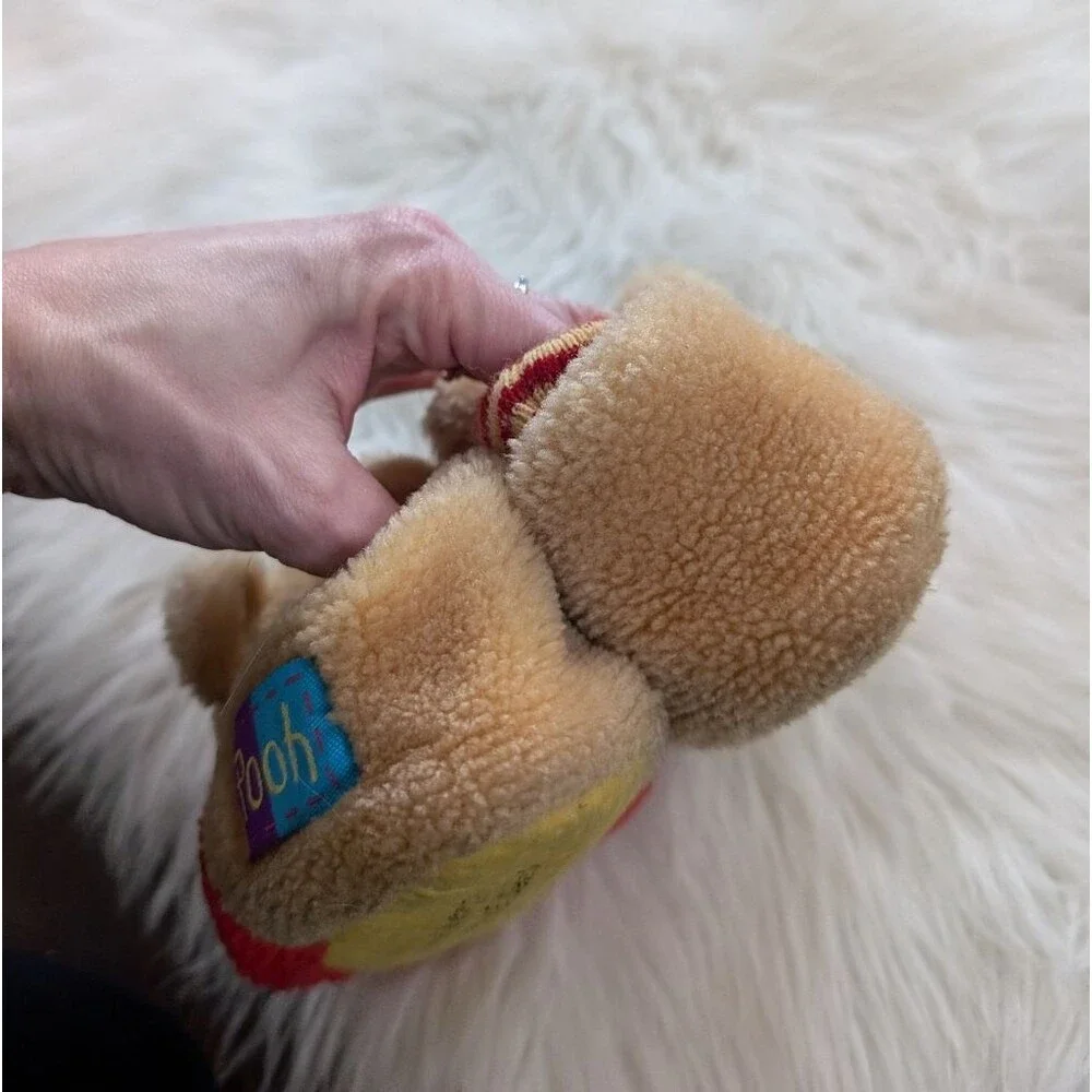Vintage 1990s Y2K Disney Pooh Red Tan Pooh Bear Slippers Kids 5-6 S Small